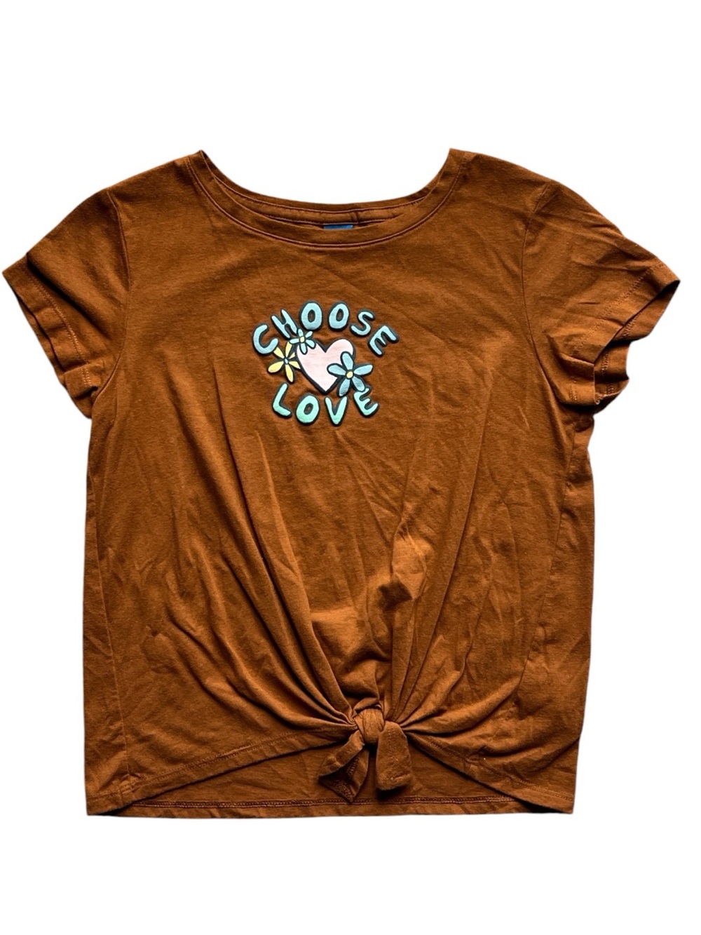 Old Navy Brown 'Choose Love' Knot-Front Tee Size M (8)